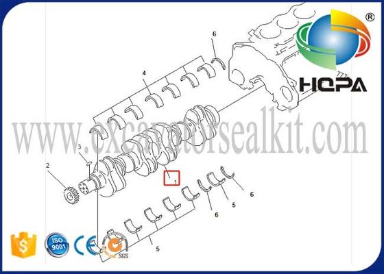 6151-35-1010 Excavator Engine Parts Forged Crankshaft Engine 6D125 Fits Komatsu PC400