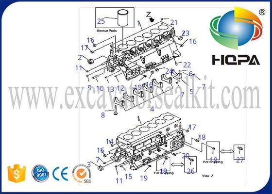 Engine 6D95 Fits PC200-5 Excavator Engine Parts 6209-21-1200 Engine Cylinder Block